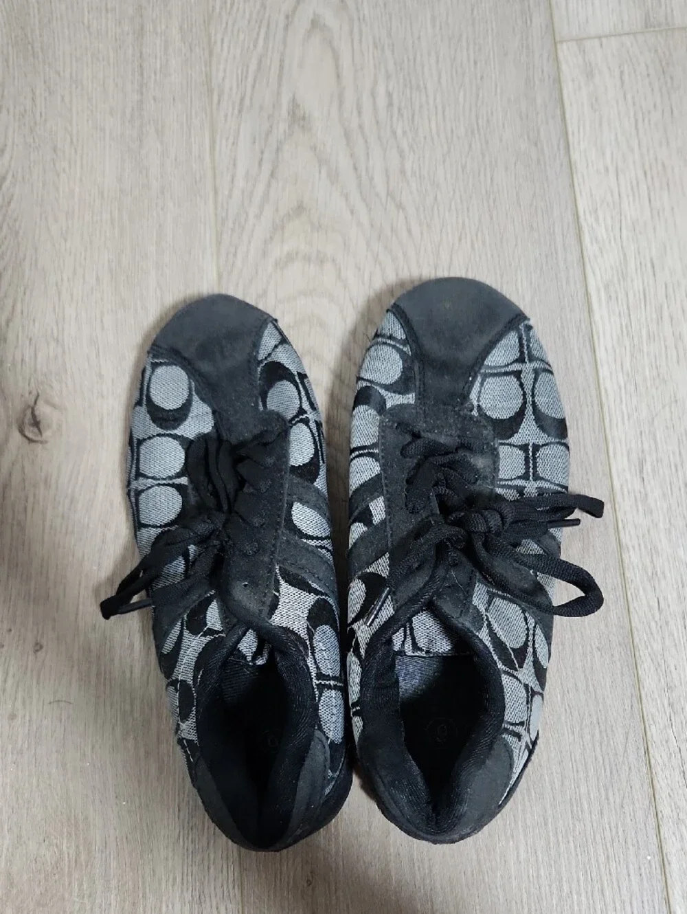 Coach Black and Gray Signature-Print Sneakers